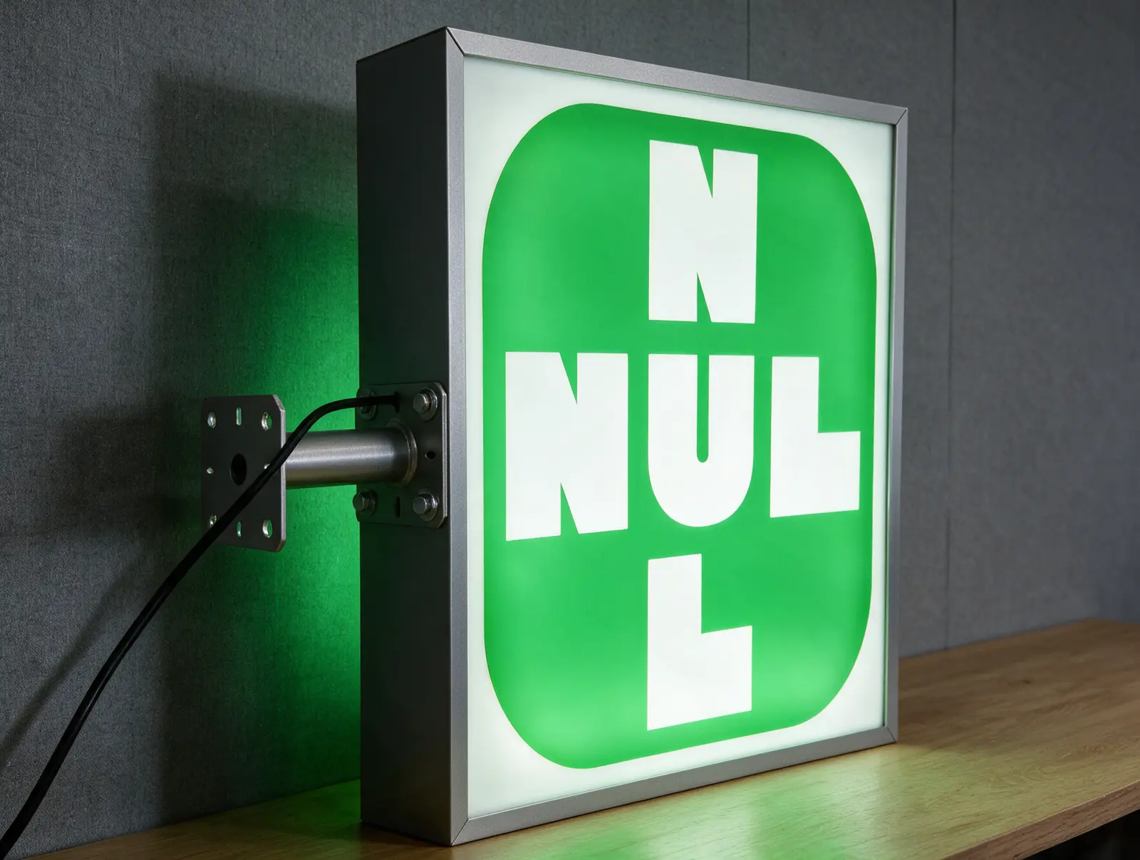 Grüner Leuchtkasten NULL – Projekt von Neonworld